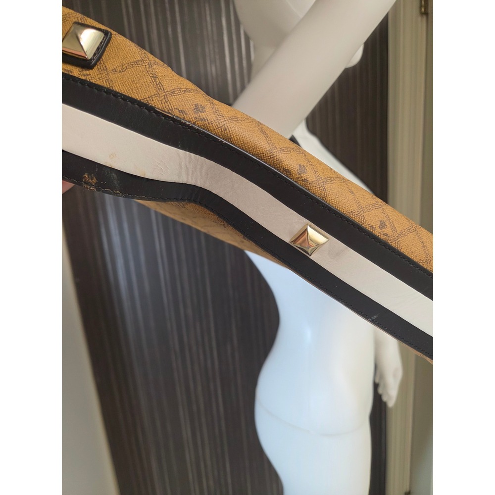 Y2K L.A.M.B. Gwen Stefani Monogram Tote Bag Tan Black Leather Studded Handbag - Picture 7 of 10